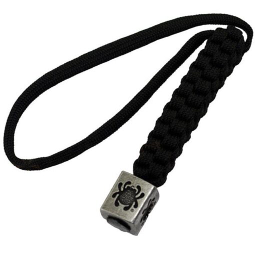 Spyderco - Black Lanyard with Silver Square Bead - Box-Weave Pattern - BEAD1LY