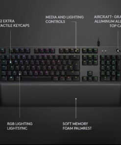 Logitech G513 RGB Backlit Mechanical Gaming Keyboard with GX Blue Clicky Key Switches (Carbon) 27 61iavownDTL