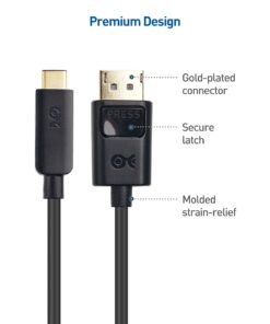 Cable Matters 32.4Gbps USB C to DisplayPort 1.4 Cable 6 ft, Support 8K 60Hz / 4K 144Hz (USB-C to DisplayPort, USB C to DP Cable) in Black - Thunderbolt 4 / USB4 Compatible with iPhone 15, MacBook, XPS 27 61ibp2n ugL