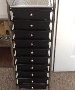 Seville Classics Rolling Utility Organizer Storage Cart, for Home Office, School, Classroom, Scrapbook, Hobby, Craft, 10 Drawer, Black 45 61icmb3CDdL