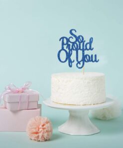 So Proud of You Cake Topper - Senior Graduation Party Decorations - High School College Graduation Cake Topper - Congrats Grad Party Decorations Supplies (Blue) 12 61idHJp7J2L