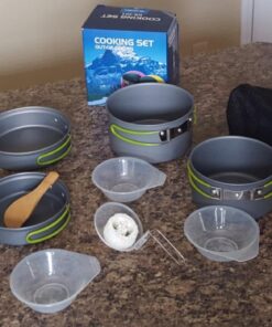 Wealers Camping Cookware 11 Piece Outdoor Mess Kit Backpacking| Trailblazing add on | Compact| Lightweight| Durable with Chef Pots, Bowls, Utensils and Mesh Carry Bag Included (11 Piece Set) 38 61igbceW8KL