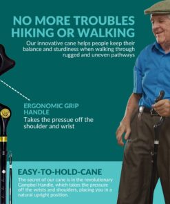 Campbell Posture Cane for Men & Women - Walking Canes for Seniors, Folding Cane, Walking Stick Made w/Heavy-Duty Aluminum, Ergonomic Campbell Handle, Rubber Traction Tip, Elderly Assistance Products 21 61ihS5aMRfL