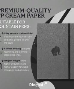 Dingbats A5 Wildlife Notebook Journal Hardcover, Cream 100gsm Ink-Proof Paper, 6.1 x 8.5 inches, 192 pages (Gray Elephant, Dotted) Gray Elephant 32 61ijGxxQFsL