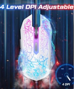 Alternative view of VersionTECH. Wired Gaming Mouse, Computer Mouse Ergonomic Mice with 7 LED Lights RGB Backlit, 6 Programmable Buttons, 4 Adjustable DPI for Laptop PC Gamer Desktop Chromebook Mac Games-White white