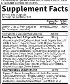 Garden Of Life D3 - Vitamin Code Whole Food Raw D3 Vitamin Supplement, 2000 Iu, Dairy and Gluten Free, Vegetarian, 120 Capsules D3 with Organic Green Cracked Wall Chlorella Plus Probiotics 120 Count (Pack of 1) Vitamin D 13 61ilLDkblnS