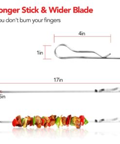 BearMoo Kabob Skewers 17" Stainless Steel BBQ Barbecue Skewers 7/20" Flat Metal Grilling Skewers Set, Reusable BBQ Sticks (Set of 12 +1 X Handy Storage) 12pcs 23 61in 5tTa2L