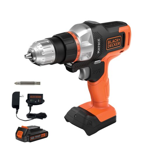 BLACK+DECKER 20V MAX Matrix Cordless Drill/Driver (BDCDMT120C), Drill Kit (Orange) Drill Kit (Orange)