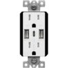 TOPGREENER USB Outlet, 5.8A 3-Port Type C Wall 15 Amp Tamper-Resistant Receptacle Plug, Compatible with iPhone 15 Series & More, UL Listed, TU21558AC3-2PCS, White, 2 Pack USB 2A1C Ports 1 17 61inh1pHeyL