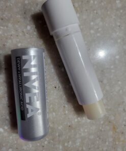 NIVEA Dewy Lip Care with Hyaluronic Acid, Lip Balm Leaves Visibly Less Noticeable Lip Lines and No Waxy Feel, 0.18 Oz, Pack of 4 36 61iohH62ZbL