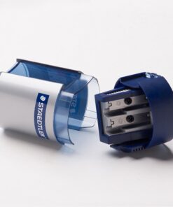 Staedtler 512 001 ST Double-hole Tub Pencil Sharpener 1-2/3 L x 2-1/4 W x 1-2/3 H in Blue, Silver 24 61ipL0d8ruL