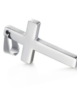 FIBO STEEL Stainless Steel Cross Pendant Chain Necklace for Men Women, 22-30 Inches 35*20*3mm cross, 22 inches chain 14 61iraQJ fzL