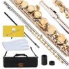 Glory Closed Hole C Flute With Case, Tuning Rod and Cloth,Joint Grease and Gloves, Nickel/Laquer Nickel/Gold 36 61isgcZMMaL