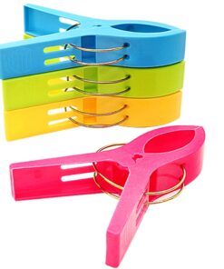 ESFUN 16 Pack Beach Towel Clips Holder for Pool Chairs on Cruise-Jumbo Size,Plastic Clothes Pegs Hanging Clip Clamps to Keep Your Towel from Blowing Away,Fashion Bright Color 16pcs 21 61iuf29Iw3L