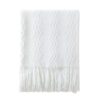 BOURINA Throw Blanket Textured Solid Soft for Sofa Couch Decorative Knitted Blanket, 50" x 60" Off White 50"x60"