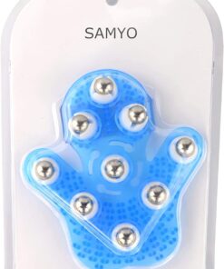 SAMYO Palm Shaped Massage Glove Body Massager with 9 360-degree-roller Metal Roller Ball Beauty Body Care (Blue) Blue 14 61ivNjjdaL