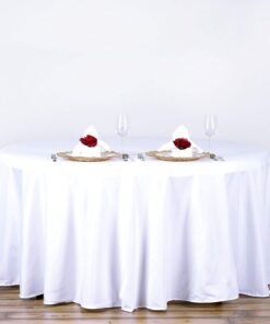 BalsaCircle 120 inch White Round Tablecloths Fabric Table Cover Linens for Wedding Party Polyester Reception Banquet Events Kitchen Dining 5 61ixVmGRpwL