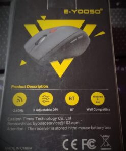 E-YOOSO Bluetooth Wireless Mouse, 3 Modes Bluetooth 5.0 & 3.0 Mouse 2.4GHz Ergonomic Wireless Optical Mouse with USB Nano Receiver, 5 Adjustable DPI Levels, 6 Buttons for Laptop, MacBook, iPad, PC Black(Bluetooth+Wireless) 59 61j pVars4L