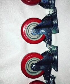Online Best Service 4 Pack Caster Wheels Swivel Plate On Red Polyurethane Wheels (4 inch with Brake) 4 inch with Brake 41 61j pdF3S2L