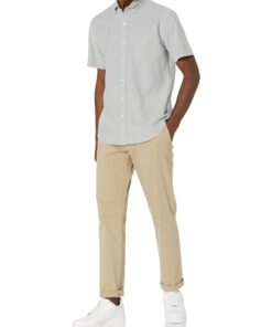 Amazon Essentials Men's Regular-Fit Short-Sleeve Pocket Oxford Shirt XX-Large Grey 10 61j wfIm7kL