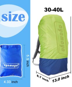 ayamaya Backpack Rain Cover Waterproof Rainproof for (30-65L), Ultralight Outdoor Backpack Pack Covers Compact Portable Water Proof Raincover for Backpacking Hiking Camping Traveling Cycling Green 30-40L 14 61j4i9uTguL