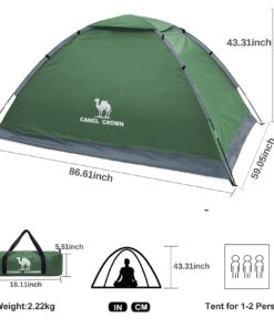 CAMEL CROWN 2/3/4/5 Person Camping Dome Tent, Waterproof,Spacious, Lightweight Portable Backpacking Tent for Outdoor Camping/Hiking 2 person Green-1 20 61j4zQAzmbS