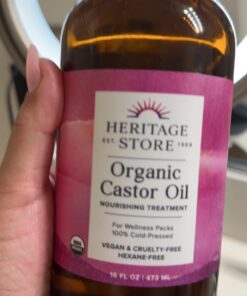 HERITAGE STORE Organic Castor Oil, Glass Bottle, Cold Pressed, Rich Hydration for Hair & Skin, Bold Lashes & Brows | 16oz 16 Fl Oz (Pack of 1) 32 61j6d871MOL