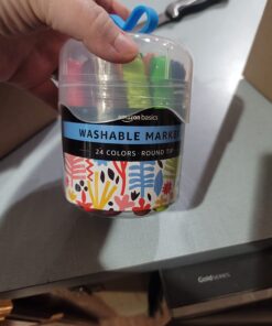 Amazon Basics Washable Round Tip Assorted School Marker Pens, Pack of 24 Colors 60 61j7Lhm0piL