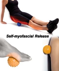 Pasnity Foot Massage Roller Spiky Ball Foot Pain Relief Massager Relieve Plantar Fasciitis and Heel Foot Arch Pain and Relax Shoulder Foot Back Leg Hand, Included 1 Roller & 2 Spiky Balls (Light Blue) 14 61j9YjhzzgL