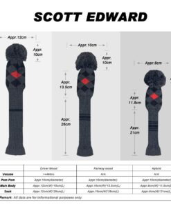 Scott Edward Golf Headcovers for Woods Set of 3 Fits Well Driver(460cc) Fairway Wood and Hybrid(UT) The Perfect Change for Golf Bag Grey red black argyle 10 61jABtxGaL