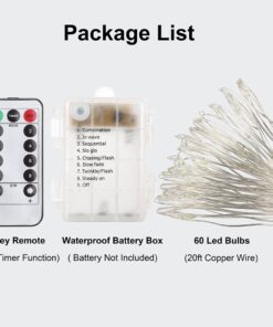 GDEALER 2 Pack Fairy Lights Christmas Decor 20 Ft 60 Led Battery Operated Christmas Lights with Remote Waterproof Twinkle Lights 8 Modes Fairy String Lights for Party Bedroom Wedding Decorations-White White 20 61jAo25lyVL