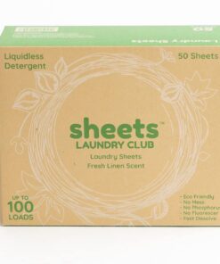 Sheets Laundry Club - As Seen On Shark Tank - Laundry Detergent - (Up to 100 Loads) 50 Laundry Sheets- Fresh Linen Scent - No Plastic Jug - New Liquid-Less Technology - Lightweight - Easy To Use - 50 Count (Pack of 1) 25 61jBWI4oxwL