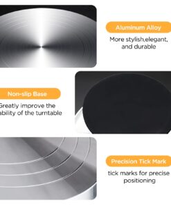 Cake Stand Revolving Cake Turntable - TangChu Heavy Duty Aluminium 12 Inch Cake Decorating Supplies with 1 Icing Spatula and 2 Comb Icing Smoother, Cake Decorating Kit, Rotating Display Stand 20 61jBjf7w NL