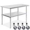 GRIDMANN NSF Stainless Steel Work & Prep Table 48 x 24 Inches with Caster Wheels and Under Shelf for Restaurant, Home, Hotel 48 in Long x 24 in Deep 4 61jDkRm2GML 3
