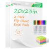 CREGEAR Chart Paper for Teachers, Easel Pad Flip Chart Paper 20 x 23 Inches, Easel Paper Pad for White Board with 10 Colorful Markers 6 Sticky Note Pads, 30 Sheets/Pad, 2 Pads
