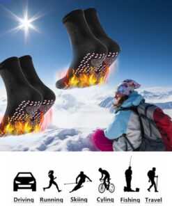 Self Heating Socks, Heated Socks, Foot Warmers, Tourmaline Health Sock, 2 Pairs Magnetic Socks, Foot Massage Thermotherapeutic Sock for Man Women, Socks for Camping Hiking Skiing Christmas Gift Black 12 61jHfbm8ffL