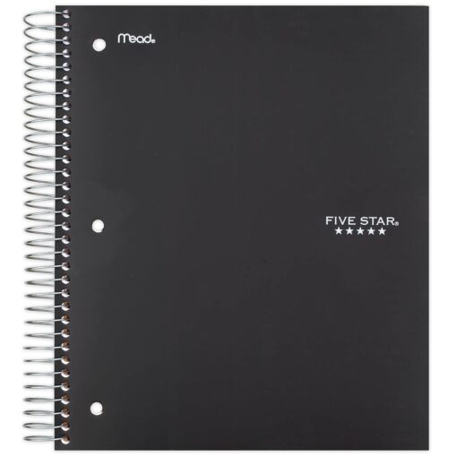 Five Star Spiral Notebook, 3-Subject, Wide Ruled Paper, 10-1/2" x 8", 150 Sheets, Color Will Vary (05204) *Color Will Vary