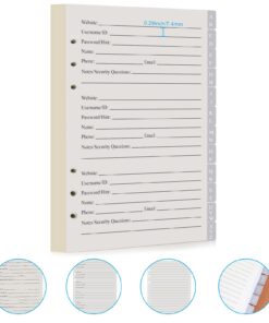 Password Book Refill Pages 212 Replacement Pages Internet Log Book, 8.2x5.6in, Large Print 576 Entries Durable Divider with Alphabetical Tabs, For Men Women Seniors Home Office Use 11 61jIOEkbCpL