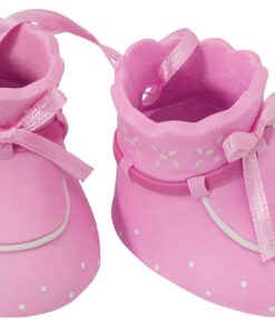 Alternative view of DecoSet® Pink Baby Booties Cake Decoration, 1 Piece Cake Topper, For Baby Shower, Birthday, Baby Celebration, Food Safe Molded Plastic, Post-Party Keepsake Pink Baby Booties DecoSet