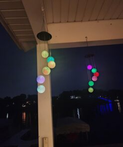 AceList Color Changing Solar Power Wind Chime Crystal Ball Wind Chime Wind Mobile Portable Waterproof Outdoor Windchime Light for Patio Yard Garden Home C-crystal Ball 24 61jOscGJAEL