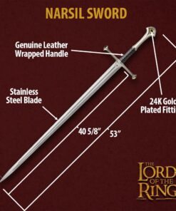 Alternative view of United Cutlery King Elendil's Narsil Sword | Licensed Lord of the Rings Movie Replica | 24K Gold Plated Fittings | Certificate of Authenticity