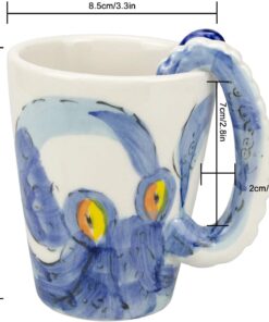 3D Coffee Mug, Handmade Hand Painted Creative Art Mug Ceramic Milk Cups Travel Mug Ocean Octopus Squid Style with Octopus Tentacles Beard Handle Christmas gift 19 61jQ8JQf4jL