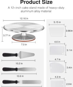 Alternative view of Puroma 8-in-1 Cake Turntable 12'' Cake Stand, Aluminium Alloy Cake Decorating Kit with 3 Angled Icing Spatulas and 4 Icing Combs for Baking