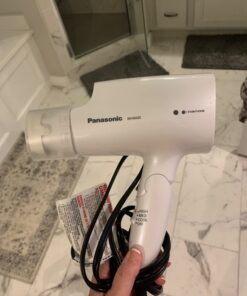 Panasonic nanoe Salon Hair Dryer with Oscillating Quick Dry Nozzle, Folding Hair Dryer for Travel and Home, 3 Airflow Settings for Easy Styling and Healthy Hair - EH-NA2C-W (White) Compact Hair Dryer w/ 1 attachment 42 61jUaRX7oML