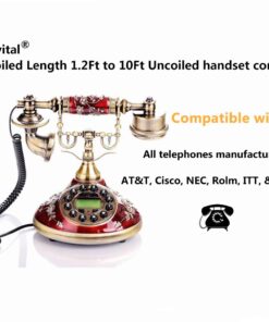 Telephone Phone Handset Cable Cord,Uvital Coiled Length 1.2 to 10 Feet Uncoiled Landline Phone Handset Cable Cord RJ9/RJ10/RJ22 4P4C(Black,2 PCS) 2Pack Telephone Cord 11 61jY 1r7x1L