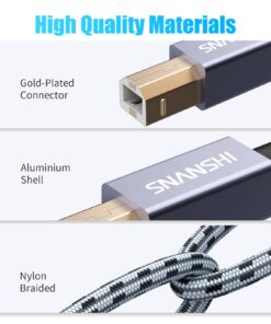 SNANSHI Printer Cable 25 ft USB Printer Cable USB A to USB B Cable Printer USB Cable Compatible with HP, Canon, Dell, Epson, Lexmark, Xerox Printer and More 25ft Grey 9 61jZ0JqnxjL