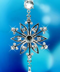 Silver Crystal Snowflake Drop Christmas Ornament - 6" Long with Clear Diamond Shaped Crystals and a Hanging Star 5 61ja wBh1PL
