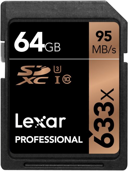 Lexar Professional 633x 64GB SDXC UHS-I/U3 Card (Up to 95MB/s Read) w/Image Rescue 5 Software - LSD64GCBNL633