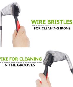 Yoport® Golf Club Brush and Club Groove Cleaner 2 Ft Retractable Zip-line Aluminum Carabiner, Lightweight and Stylish, Ergonomic Design, Easily Attaches to Golf Bag Black+black 8 61jao1pEfnL