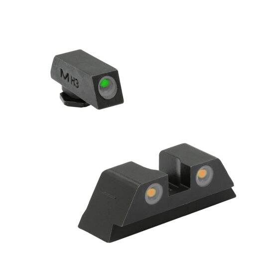 Meprolight Tru-Dot tritium night Sights set Compatible with Glock 19 17 20-25 26 27 28-35 37 39 43 43x 42 48 tritium self luminous fixed sights, Green, Orange or Yellow tritium available on rear sight Green/Orange 17,19,22,26 STD Frame